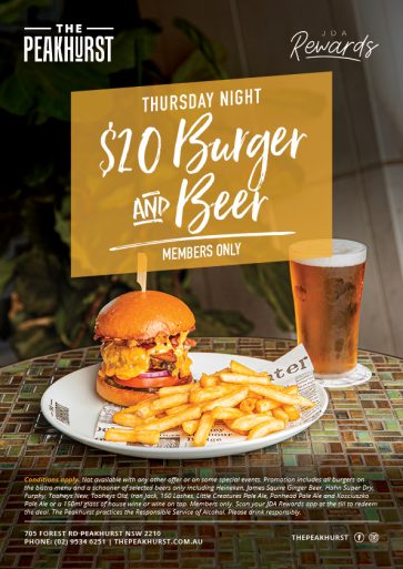 Thursday Night $20 Burger & Beer Special - The Peakhurst