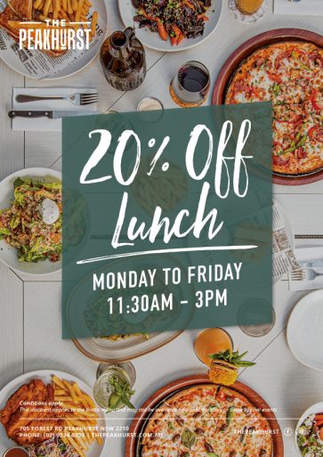 20% Off Lunch Special Weekdays - The Peakhurst