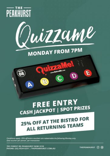 Quizzame Weekly Trivia Button - The Peakhurst