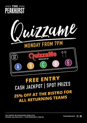 Weekly Quizzame Trivia Night - The Peakhurst