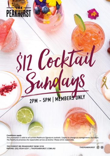Sunday $12 Cocktail Special - The Peakhurst